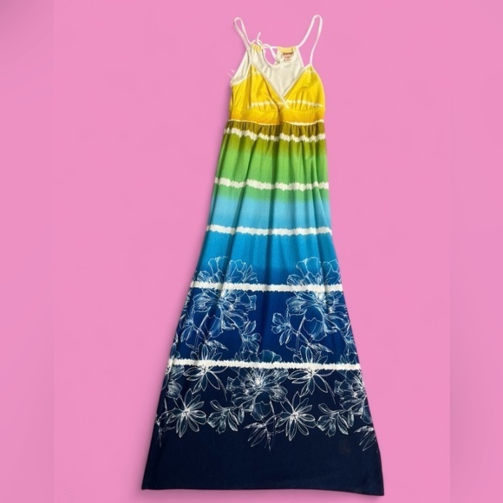 Y2k 2000s Summer Garden Maxi Noodle Strap Dress